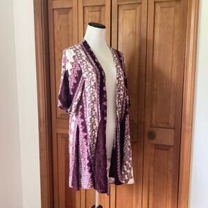Rue 21 Purple & White Duster W/Lace Inserts, Size S